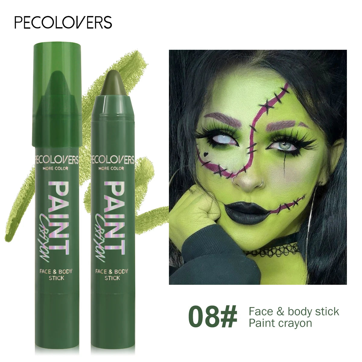 1PC Colorful Facial and Body Paint Sticks - Waterproof, Gentle Texture, Purple/green/blue, Long-lasting, Suitable for Easter Zpaxo 08