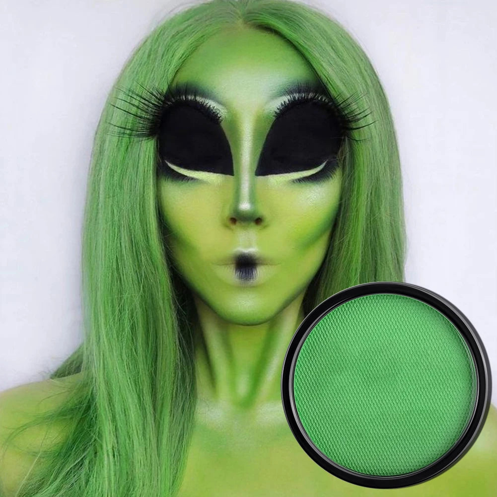30g Face Paint Kit,Water Activated Monochromatic Face Body Painting Makeup Palette Cosplay Paint Palette SFX Joker Zombie Makeup Zpaxo green