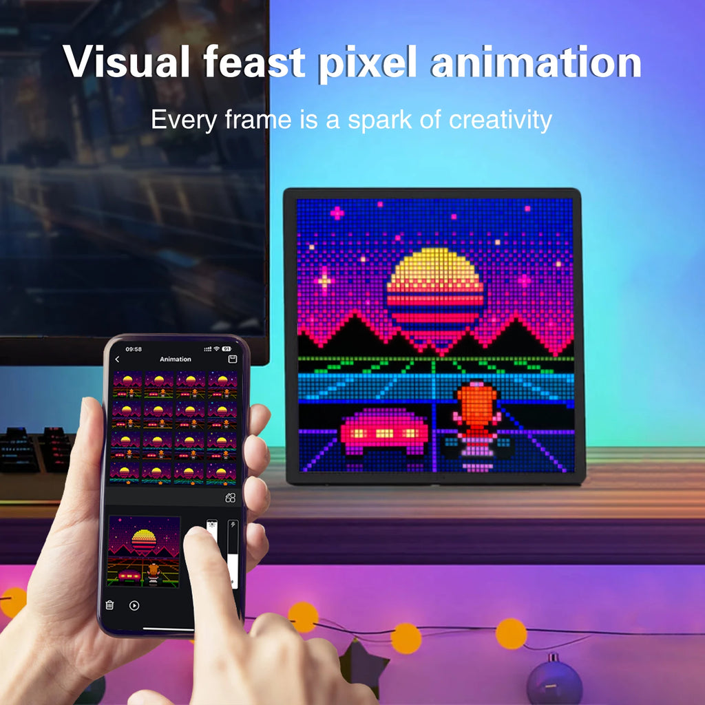 LED Pixel Display 64x64 RGB LED Matrix Panel Programmable Pixel Art Display with Bluetooth APP Control Creative Pixel Screen Zpaxo