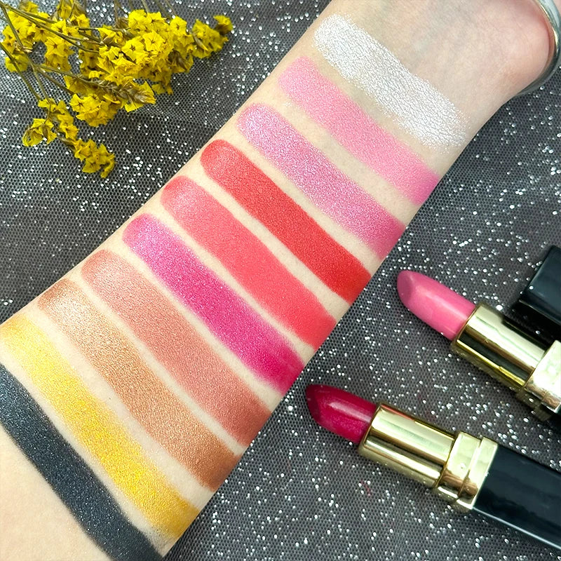 Pearly Glitter Velvet Lipstick,Metallic,Waterproof,Long-lasting,Shimmer,Diamond Lipstick,Glitter Lip Gloss, Lip Cosmetic Makeup Zpaxo