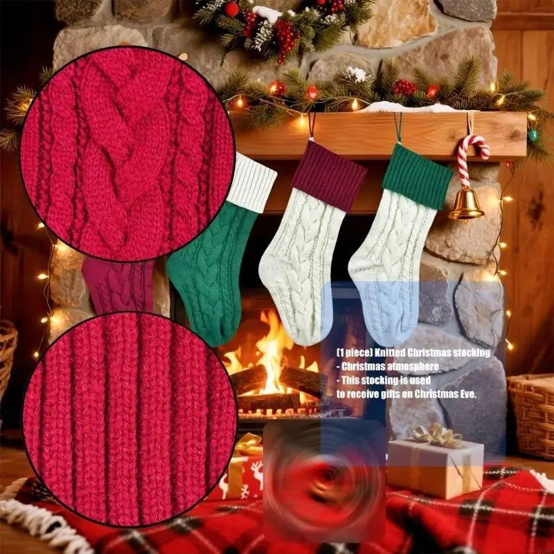 Reusable Spacious Christmas Sock Knitted Design Multiple Pattern Zpaxo