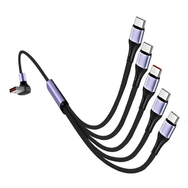 652F USB 5 Port Type-c Pin Charging Data Cable Splitter Cord Zpaxo