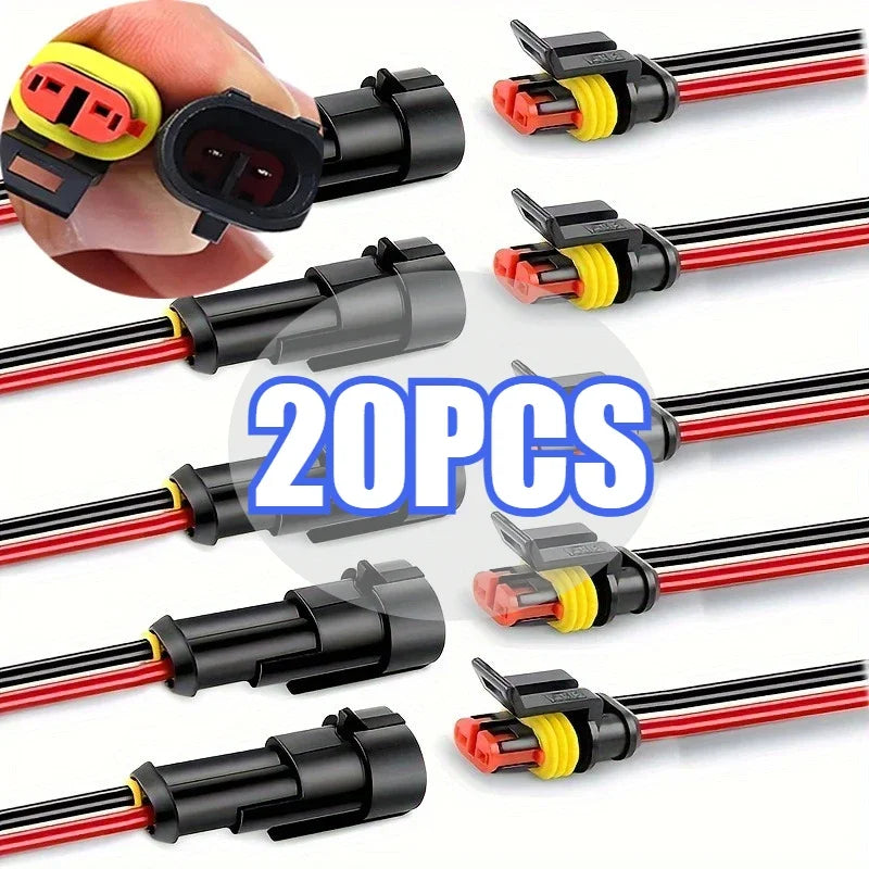 Automotive Connector Electric Motorcycle Connectors Waterproof Quick Connect Kit with Wire,Suitable for Cars and Ships Connector Zpaxo 20PCS-10pair