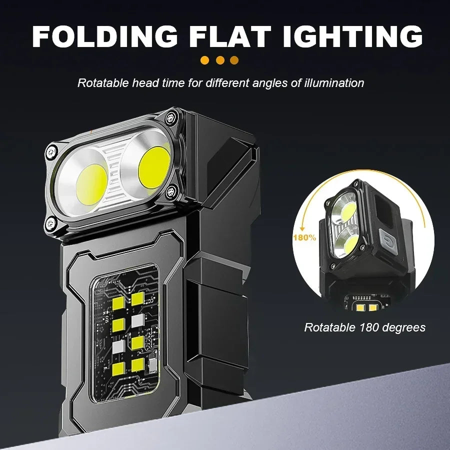 Mini Keychain Flashlight Rechargeable Camping Lamp Safety Warning Zpaxo