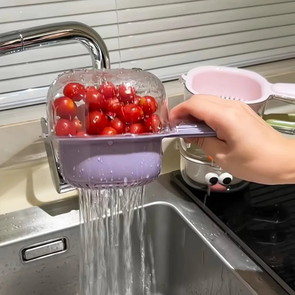 Multifunctional Double-layer Drainage Basket Draining Bowl Vegetable Zpaxo