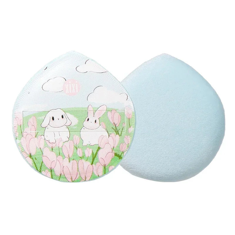 Professional Loose Powder Flocking Puff Sponge Face Cosmetic Zpaxo Green-1pcs
