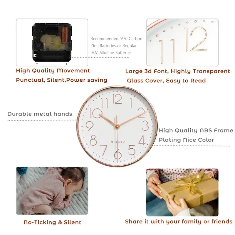 Mute Quartz Wall Clock Cubic Digital Living Room Bedroom Simple Home Zpaxo
