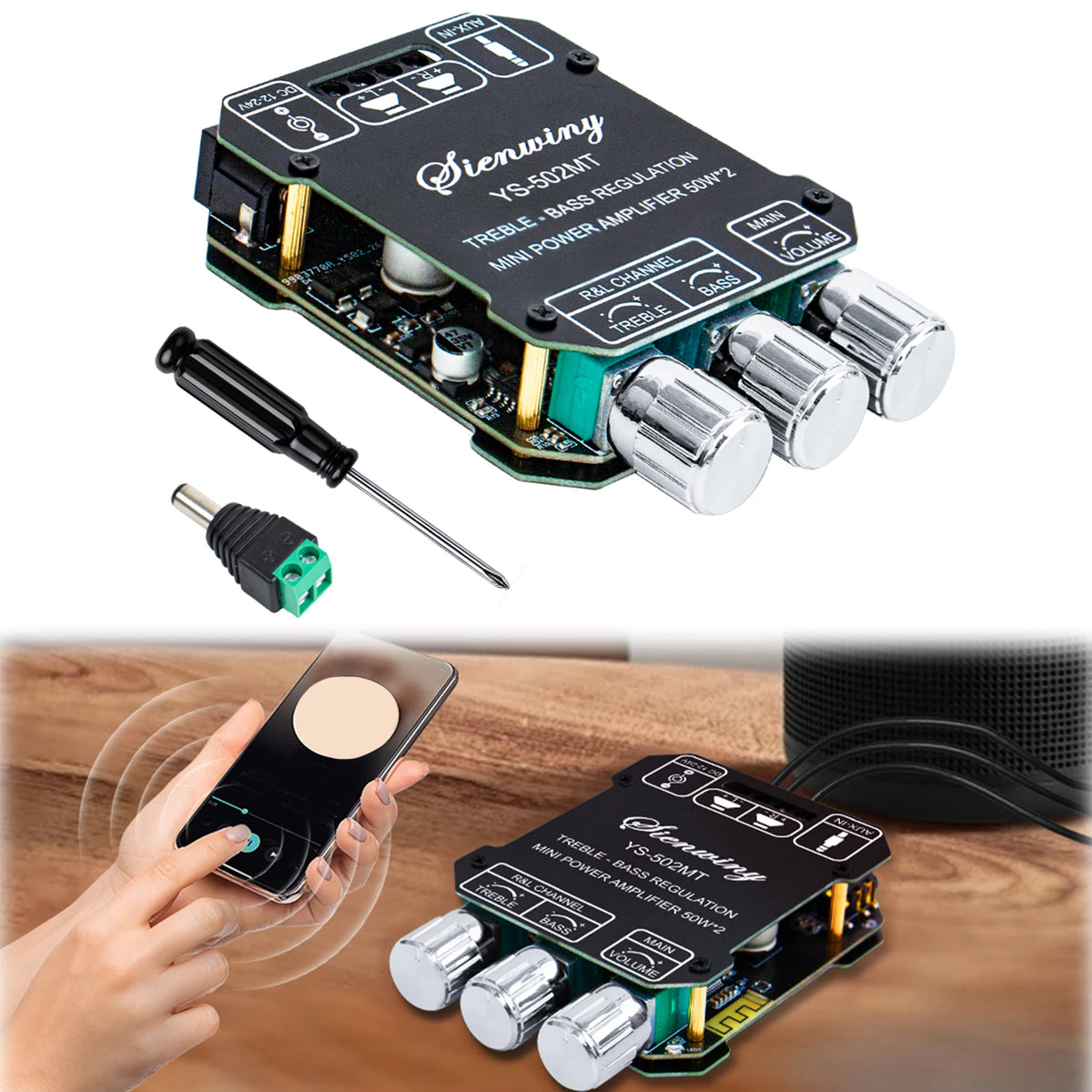 YS-502MT Digital Power Amplifier Module BT AUX Input 50W+50W Hifi Zpaxo