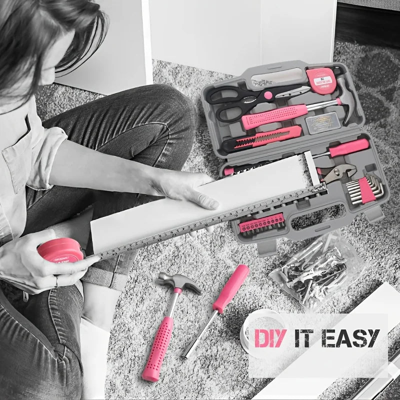 A 62pcs Multifunctional Toolbox, Suitable for Home Use, Portable, Fully Equipped with Tools Including a Hammer, Pliers Zpaxo