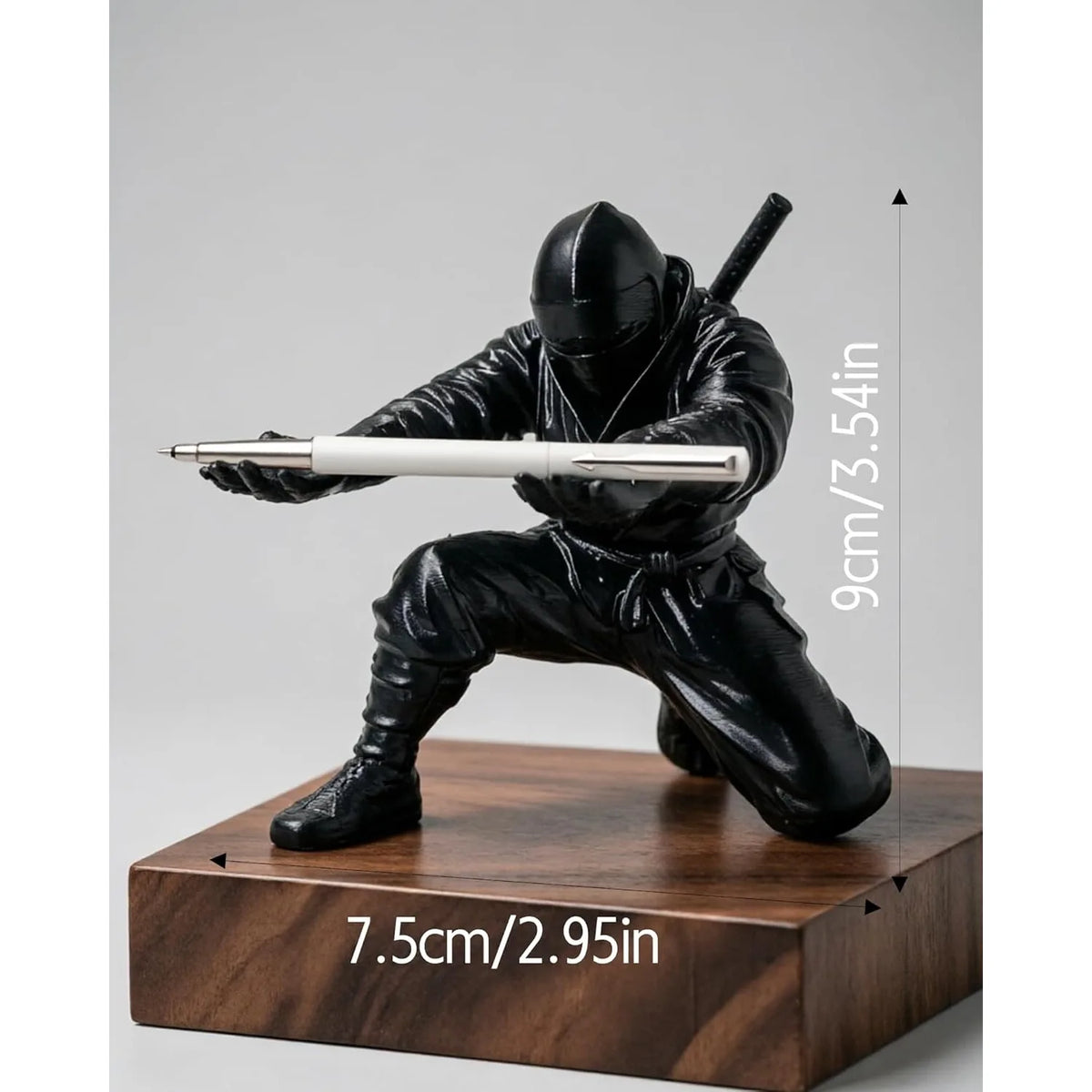 Ninja Pen Holder 3D Printed Single Pencil Display Stand Cool Desk Zpaxo black
