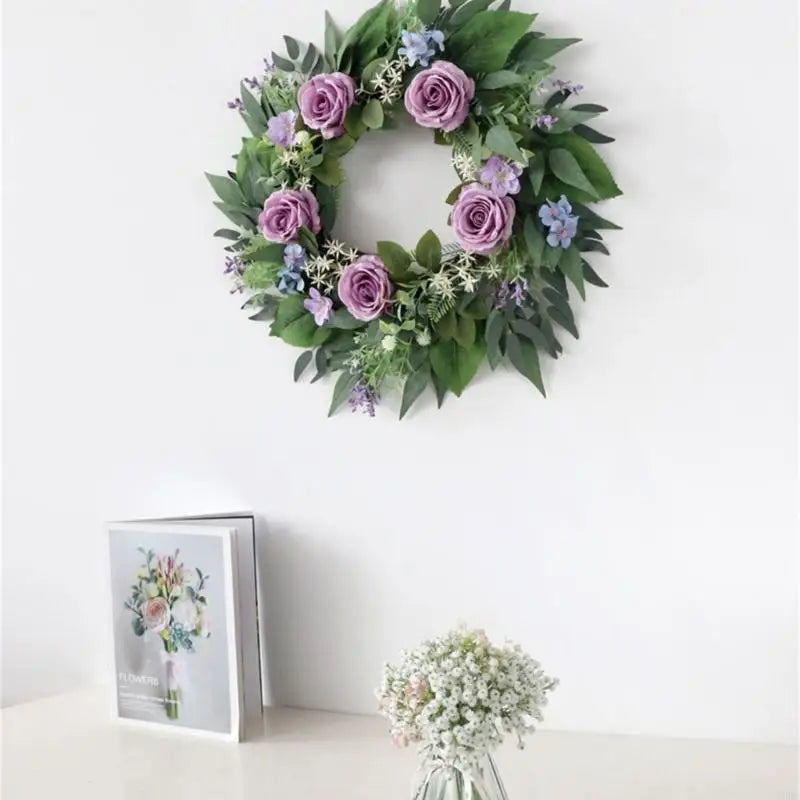 Artificial Purpler Rose Wreath Realistic Flower Wedding Party Inside Zpaxo