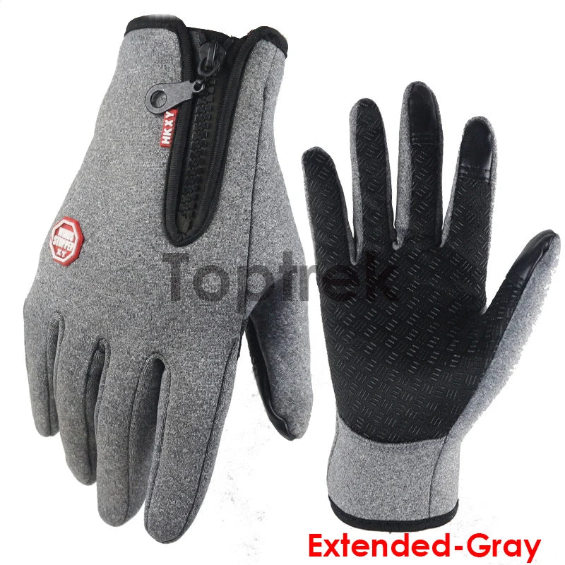 Touchscreen Fleece Warm Gloves Outdoor Cycling Driving Waterproof Cold Gloves Windproof Non Slip Womens Men Winter Ski Gloves Zpaxo Extended-Gray XL