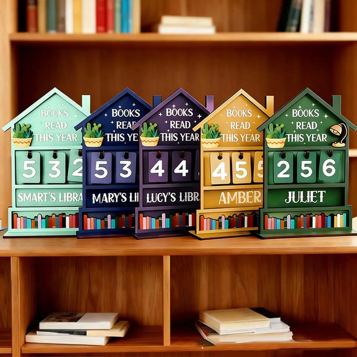 Wooden Books Read Tracker Manual Reading Progress Display Book Zpaxo