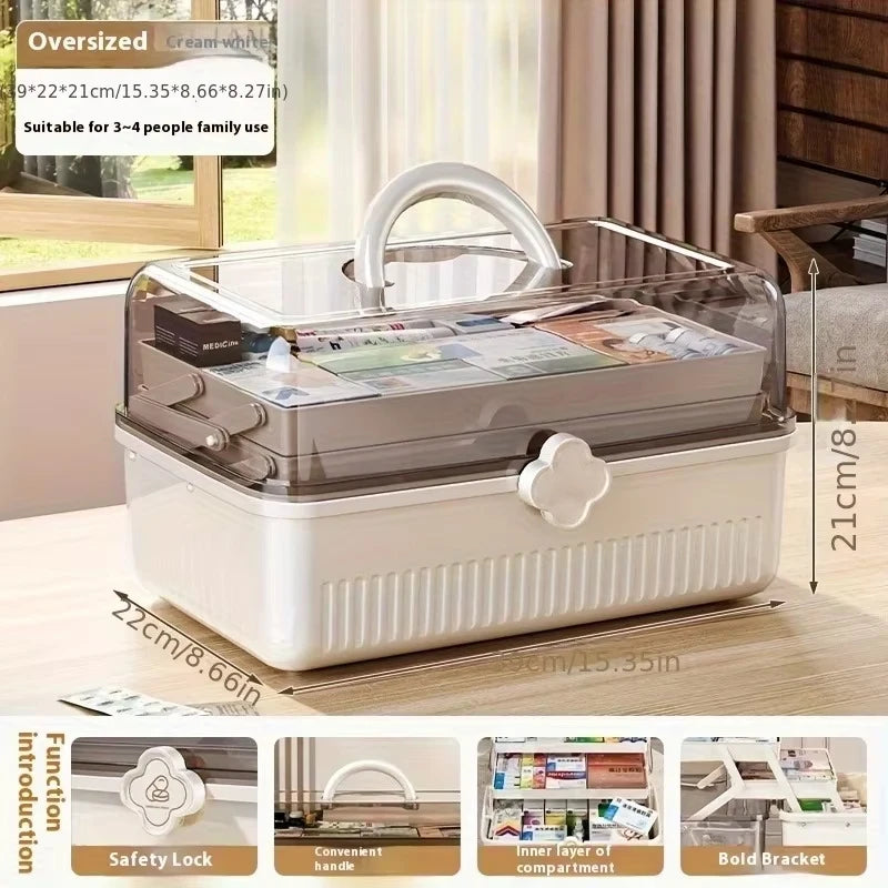 Smart Flip-top Medicine Box Visual Window Multi-layers Easy-carry Zpaxo
