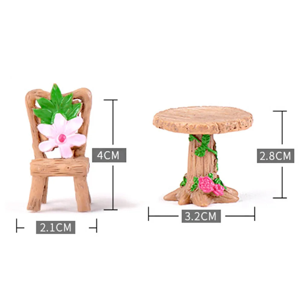 Moss Micro Landscape Succulent Plants Decoration Resin Table Chair Zpaxo