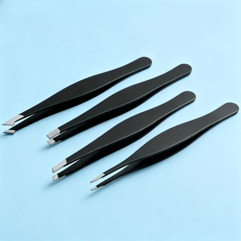 Big Eyebrow Tweezers Professional 4 Precise Plucking Face Hair Zpaxo black-4pcs