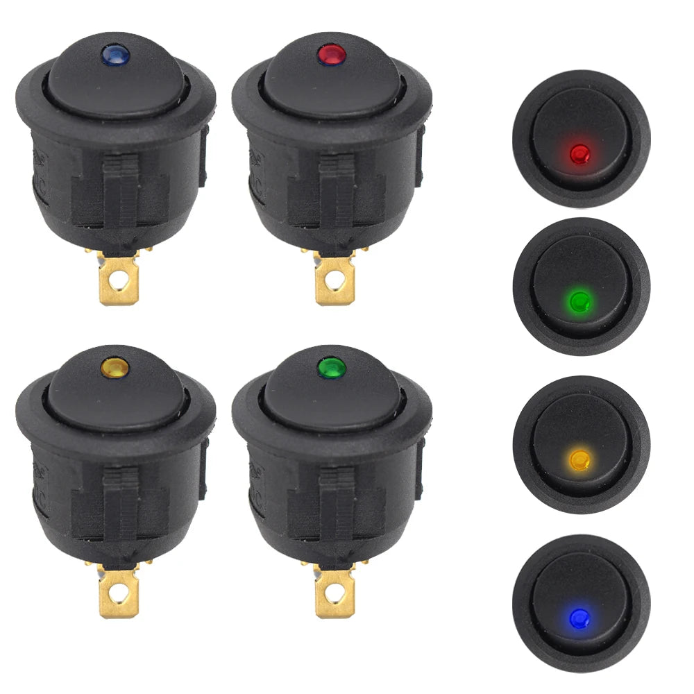 Luminescence Toggle Switches Waterproof 12V OFF LED Light Round Zpaxo