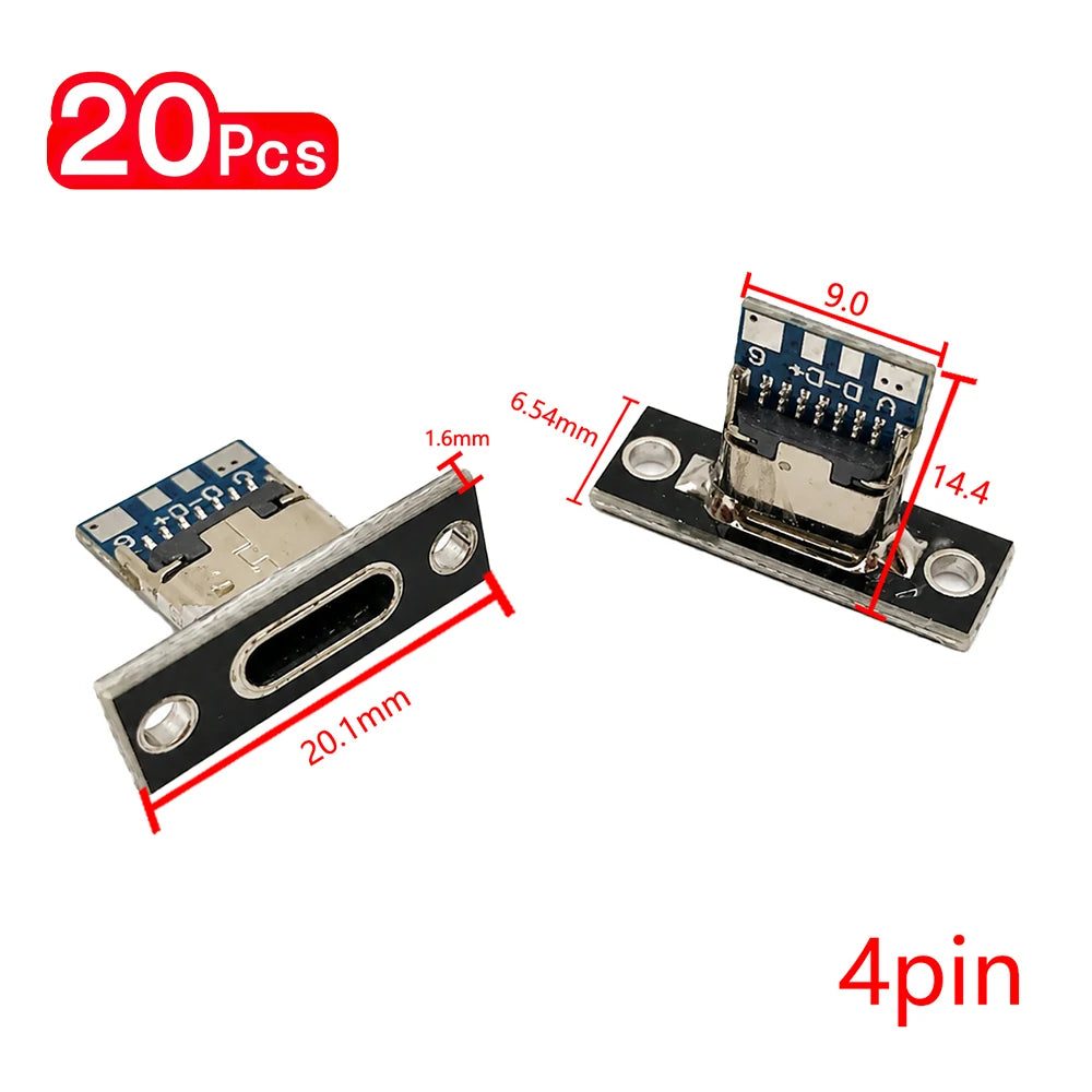 5 10 2Pin 4Pin Type-c Female Connector Jack Data Charging Port Small Zpaxo 4pin-20pcs