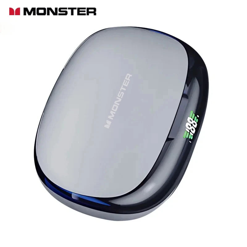 MONSTER S730 LED Digital Display Headset Bluetooth Earbuds Wireless Zpaxo GRAY
