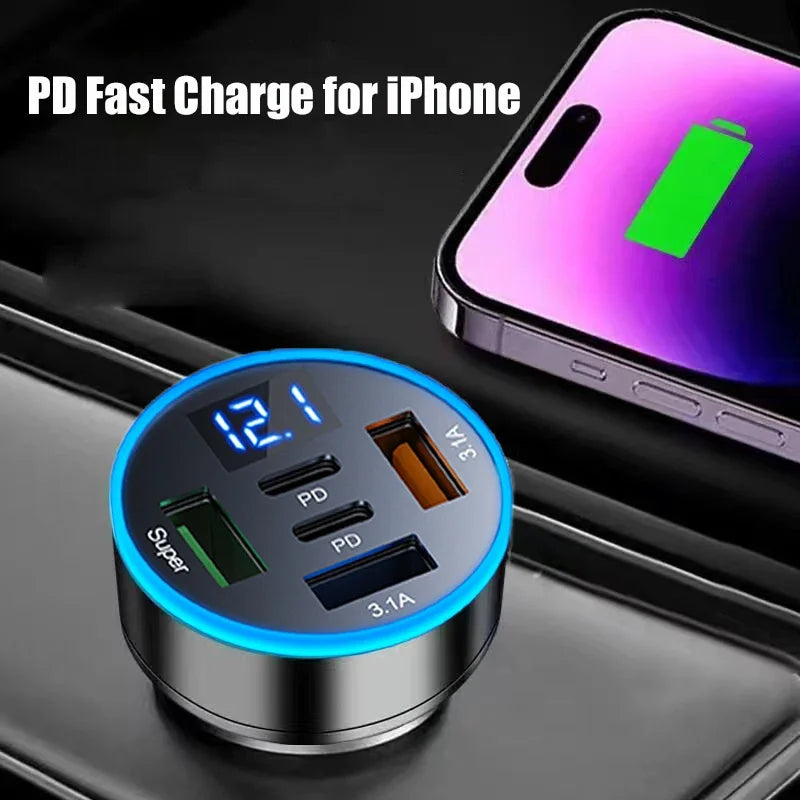 UYUXIO 1 USB Car Phone Charger Adapter Voltage Display Dual PD Port Zpaxo