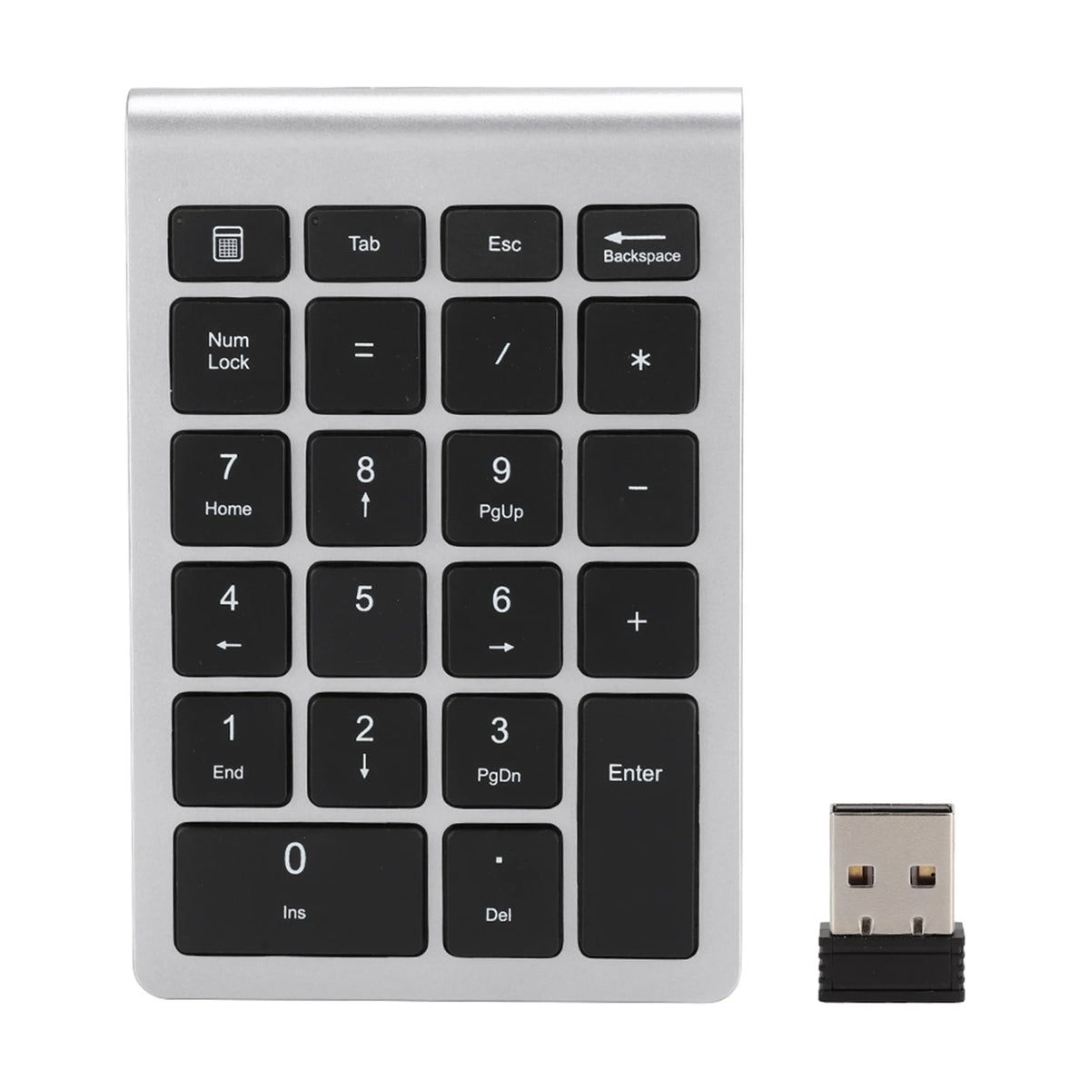 RF304 22 Keys Mini Keyboard Wireless with Receiver Numeric Keypad USB 2.4G Wireless Mini Keyboard Zpaxo Silver