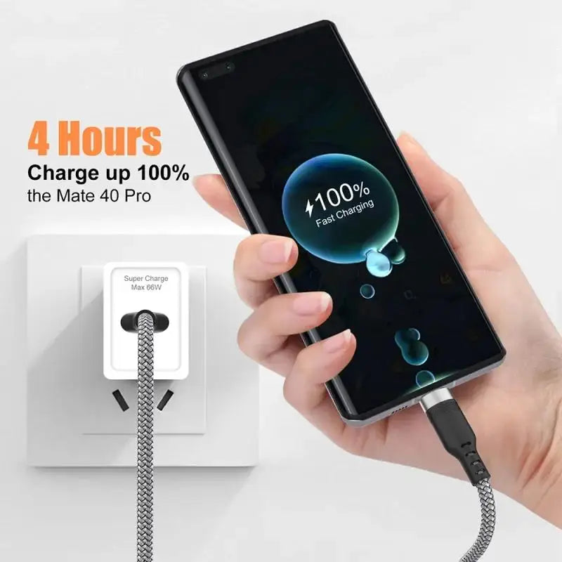 1/3/5/8m USB A to Type C Charging Extended Cable 6A Fast Charger Nylon Braided USB Type C Charging Data Cable For iPhone Huawei Zpaxo