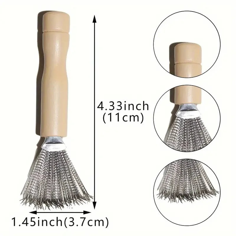 Hair Brush Cleaner Tool Wooden Handle Mini Dirt Remover Brushes Metal Zpaxo