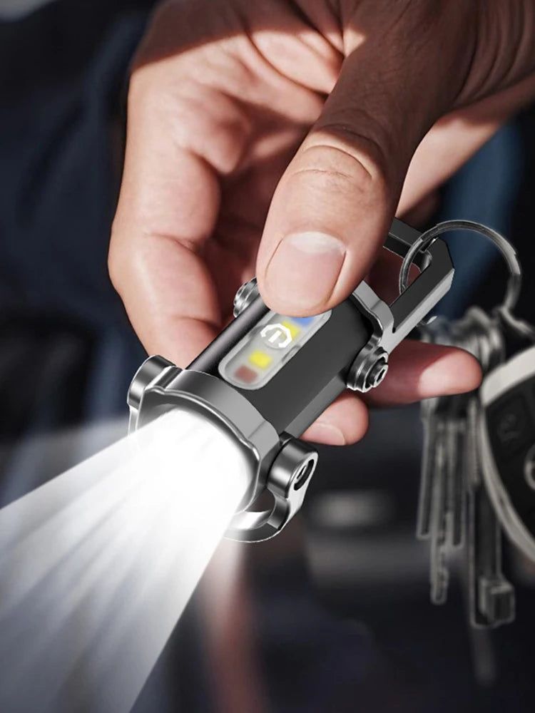 Mini Flashlight Type-c USB Rechargeable COB LED Keychain Waterproof Zpaxo