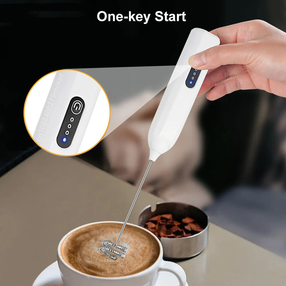 Mini Milk Frother USB Rechargeable Handheld Automatic Rotary Foam Zpaxo