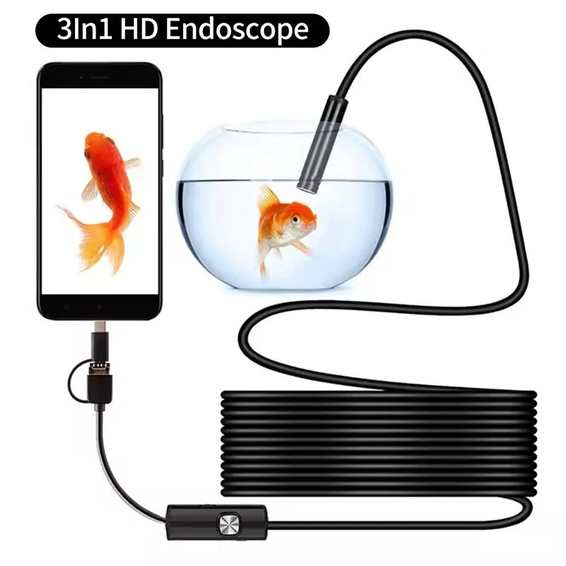 USB C Borescope Camera 1080P Flexible Cable Waterproof Inspection 6 Zpaxo