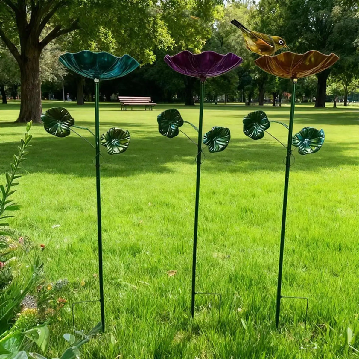 Outdoor Bird Bath Vintage Flower Iron Decoration Flower Bird Bath for Feeding Home Garden Backyard Courtyard Landscaping Park Zpaxo
