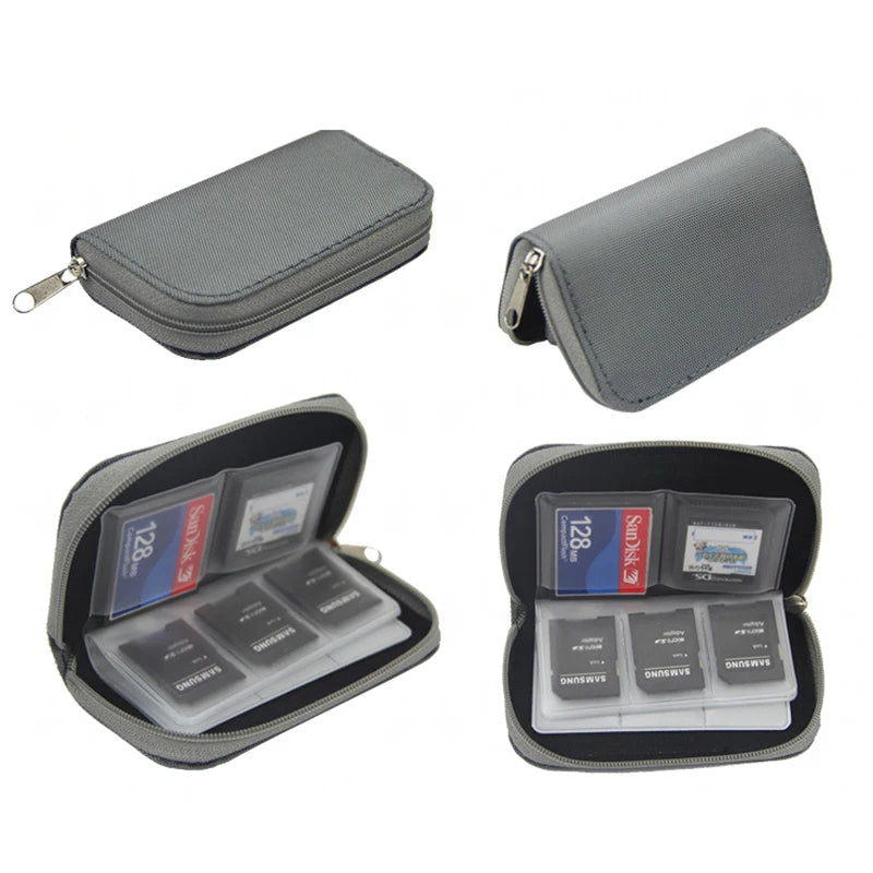 Memory Card Collect Bag SD Carrying Case Holder Wallet 22 Slots CF Zpaxo Gray