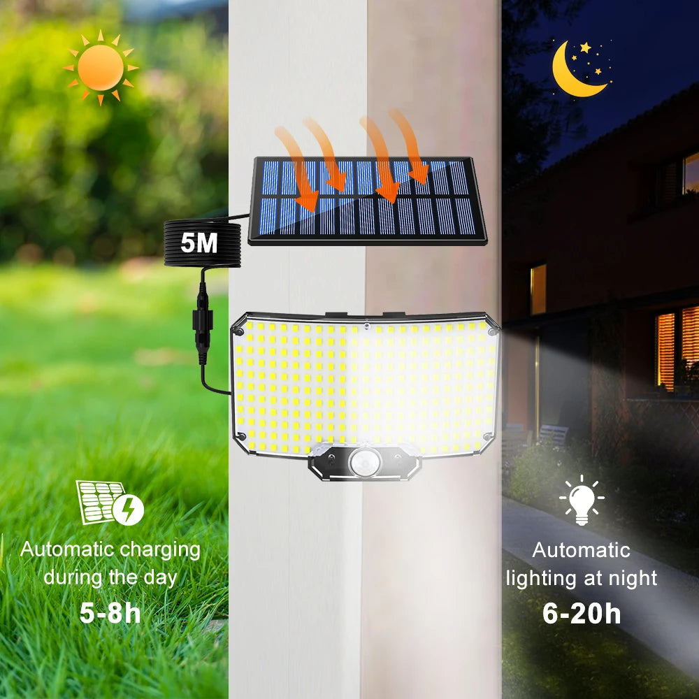 234/348 LED Solar Motion Sensor Lights Outdoor Solar Security Lights with Remote 3 Modes Waterproof Wall Lights for Garden Yard Zpaxo