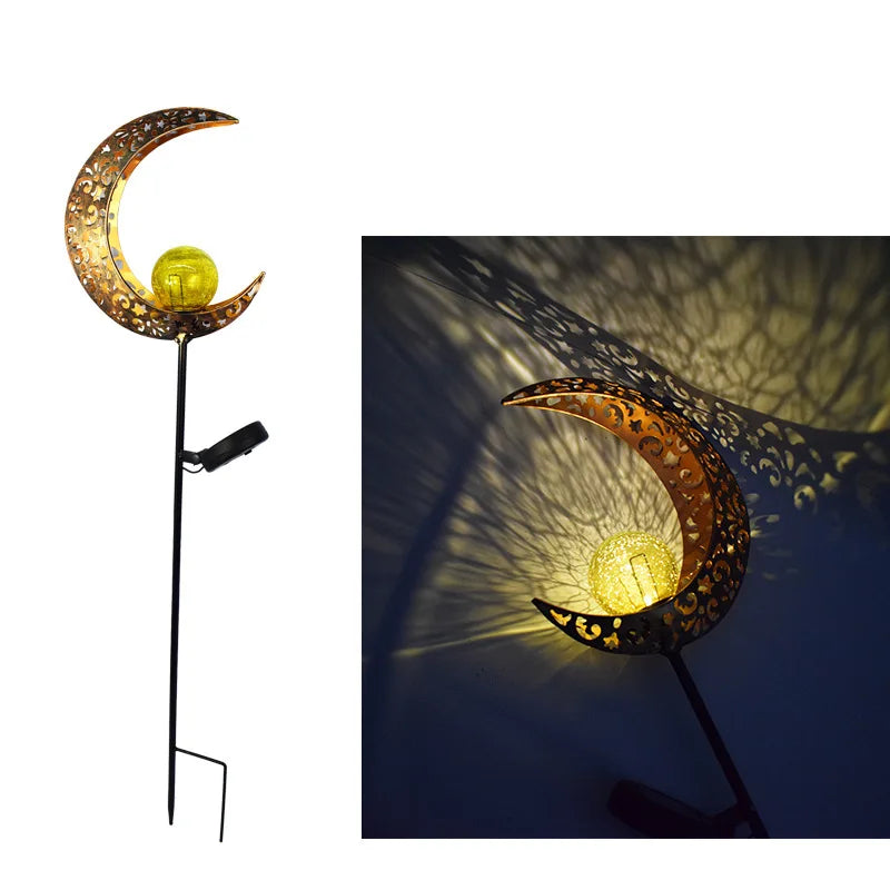 Blue Moon Solar Lighs Outdoor Powered Landscape Light Stars Ramadan Zpaxo Golden Moon