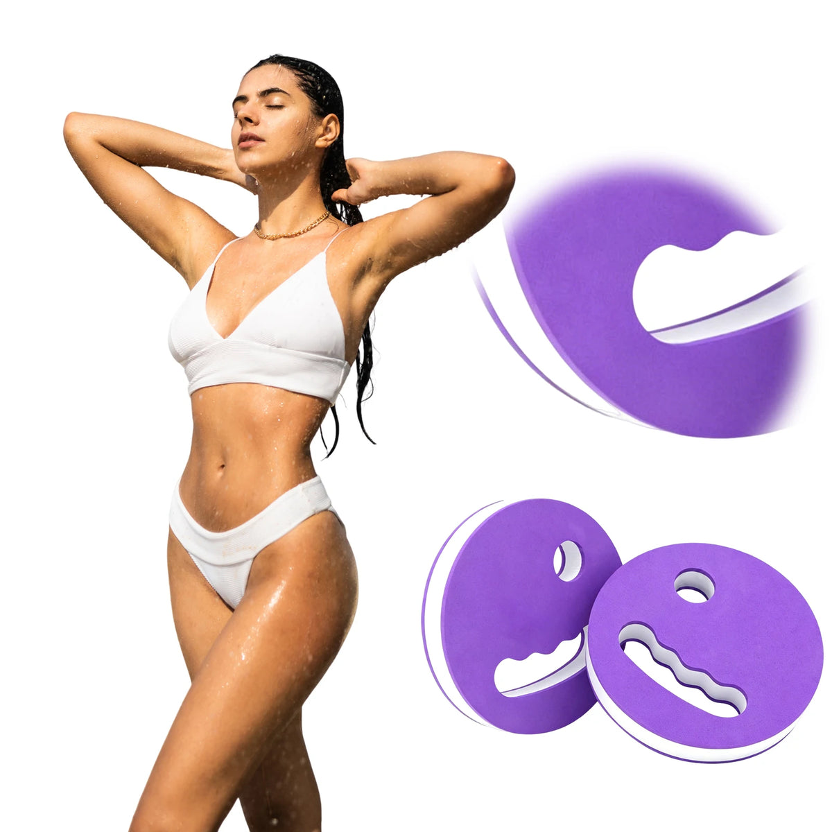 1Pair Water Exercise Discs with Manual Handle Water Paddle Board Hand-Held Float Board Pool Training Equipment Swimming Aids Zpaxo
