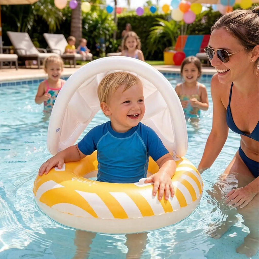 Baby Pool Float Inflatable Swim Ring Canopy Removable Seat Kids Water Zpaxo