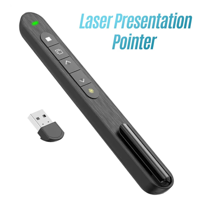 Wireless Presenter Red Laser Page Turning Pen 2.4GHz Volume Remote Control PPT Presentation USB PowerPoint Pointer Mouse Clicker Zpaxo
