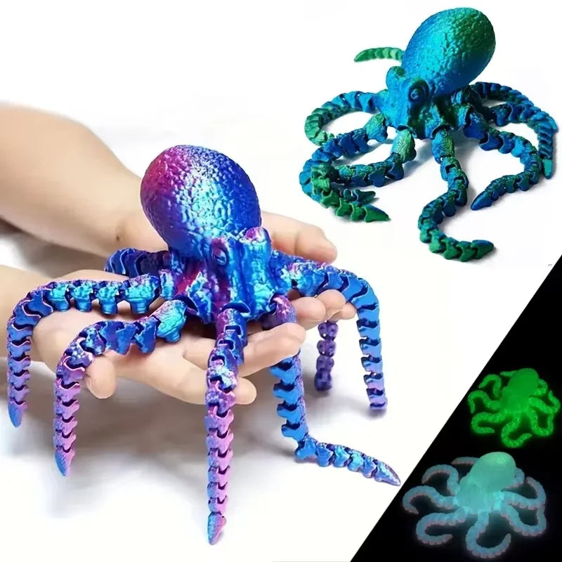 3D-Printed Articulated Octopus Figurine Realistic Stress-relief Toy Zpaxo