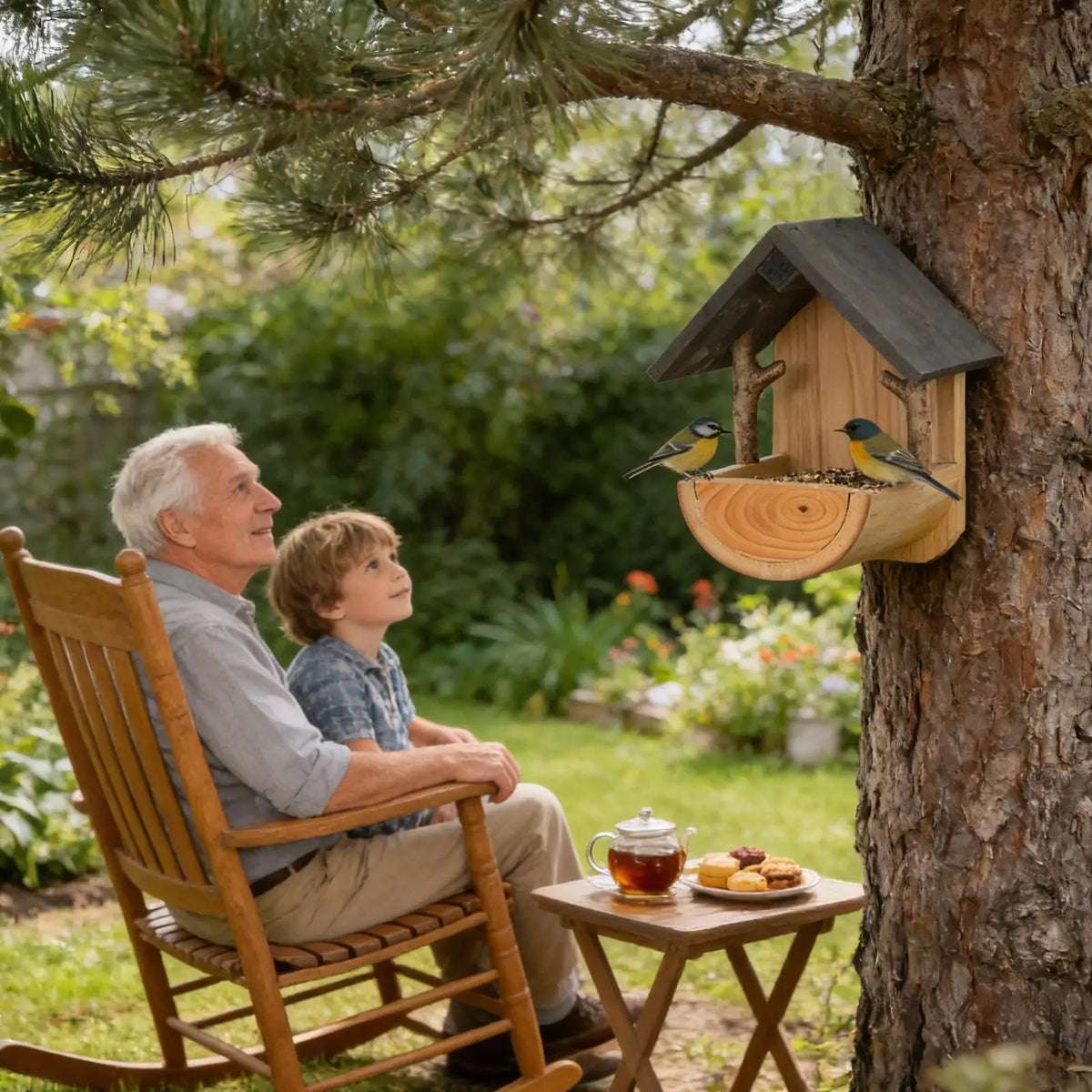 Bird House Feeder Wall Mount Wooden Weatherproof Feeding Tool Balcony Zpaxo