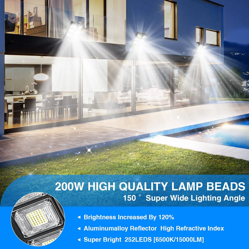 Outdoor Solar Street Light Power Sensor Remote Control Wall Flood Zpaxo
