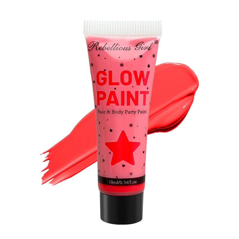 Glow Dark Body Face Paint Washable UV Neon Fluorescent Makeup Zpaxo red