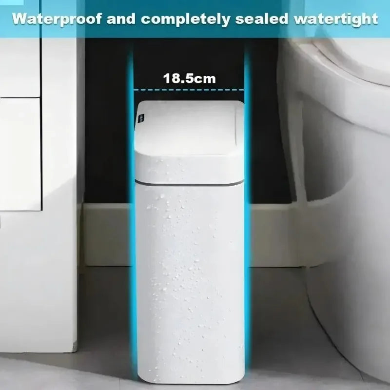 White Touchless Smart Sensor Trash Can Electronic Bathroom Garbage Zpaxo