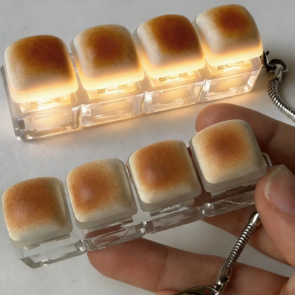 Bread Keycap Stress Relief Clicker Keychain Mechanical Keyboard Zpaxo