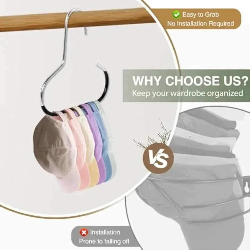 Tie Hanger Multifunction Hooks Circle Ring Hat Hanger Non-marking Non-slip Hat Storage Hook Scarf Towel Tie Hanging Rack Zpaxo