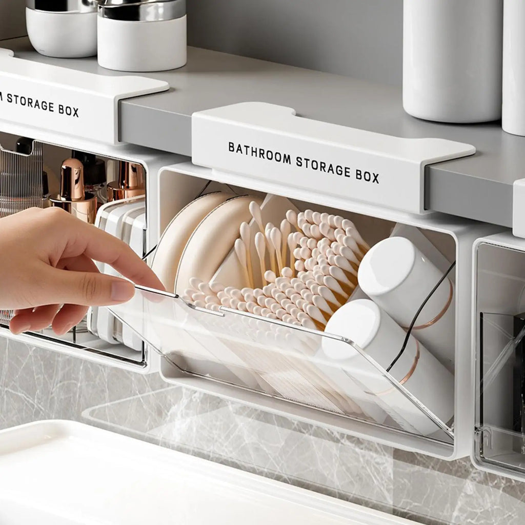 Bathroom Vanity Organizer Clear No-drill Removable Box Small Zpaxo