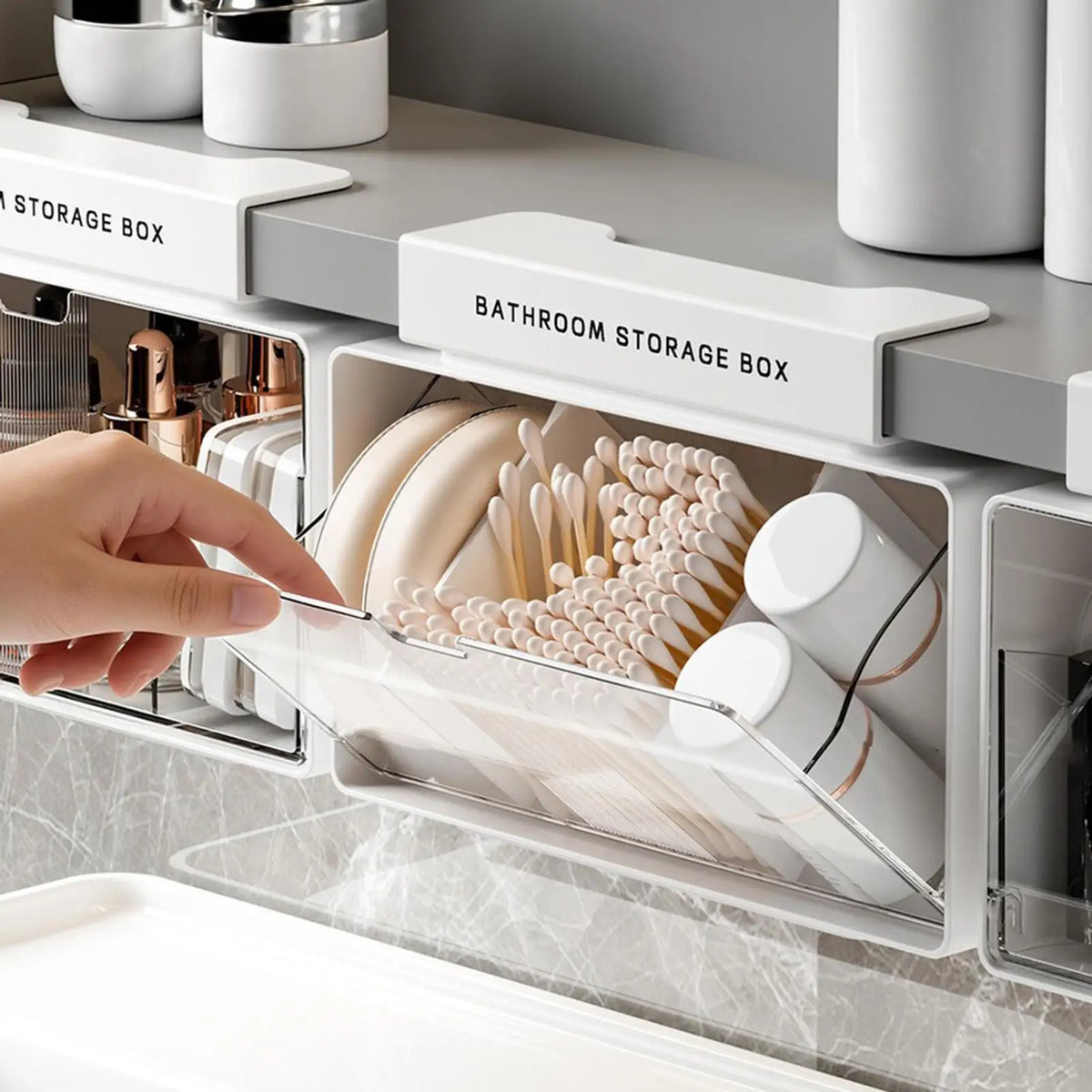 Bathroom Vanity Organizer Clear No-drill Removable Box Small Zpaxo