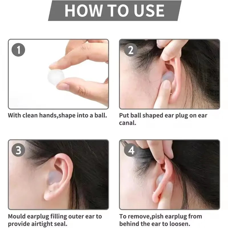 Soft Silicone Earplugs Reusable Ear Plugs Noise Cancelling Protection Zpaxo