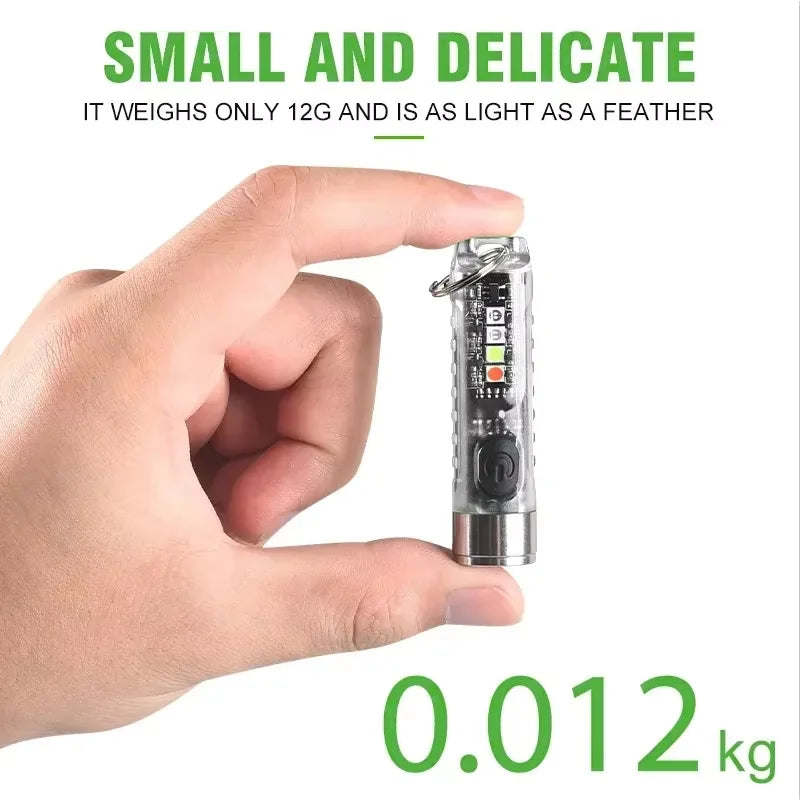 Outdoor Strong Light LED Flashlight Mini Portable Keychain USB Zpaxo
