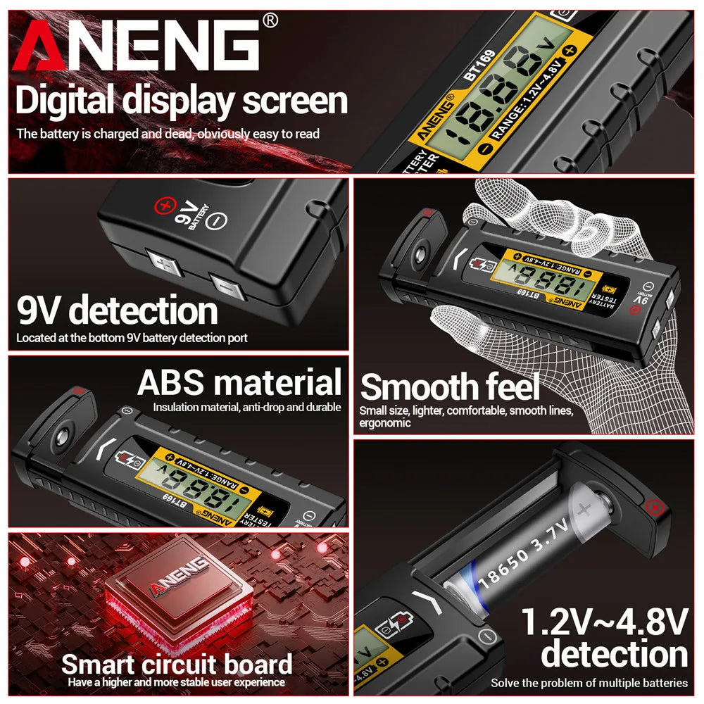 ANENG BT169 Digital Battery Testers AA AAA C D 9V 1 5V Button Cell Zpaxo
