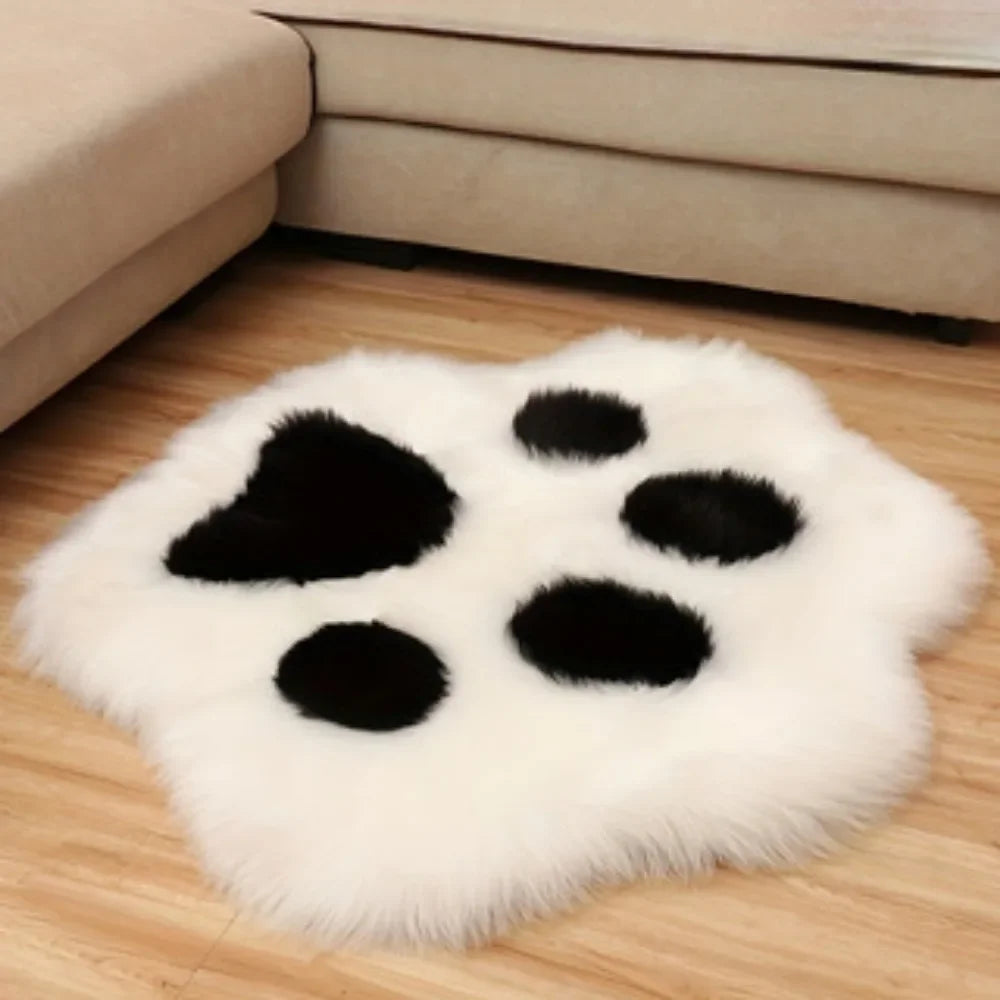 Cute Cat Paw Design Carpet Soft Long Plush Decorative Floor Mat Zpaxo